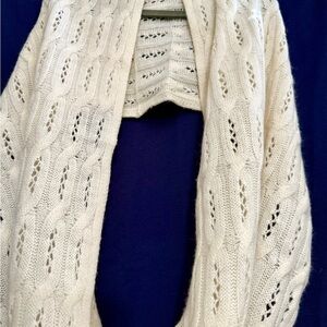 Celeste Wool Cashmere Cable Knit Infinity Scarf Cream Soft Winter Loop Cozy Lux